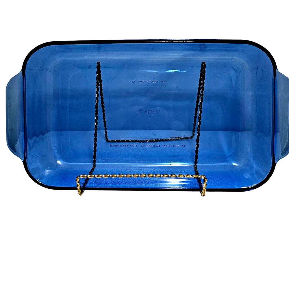 Pyrex Rectangle Cobalt Cake Pan 3qt blue glass baking casserole dish 233